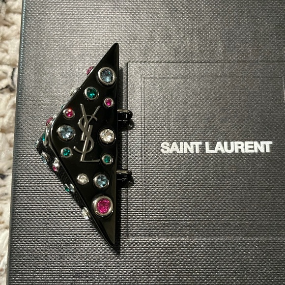 YSL Clip on triangle multi color black earrings - Picture 10 of 14